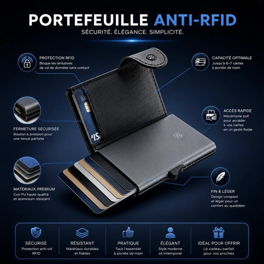 PORTEFEUILLE ANTI-RFID POUR LES HOMMES ELEGANTS
